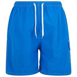 Men Swim Shorts, Swimming Trunks, 3 Pocket Cargo Swimwear, Blue